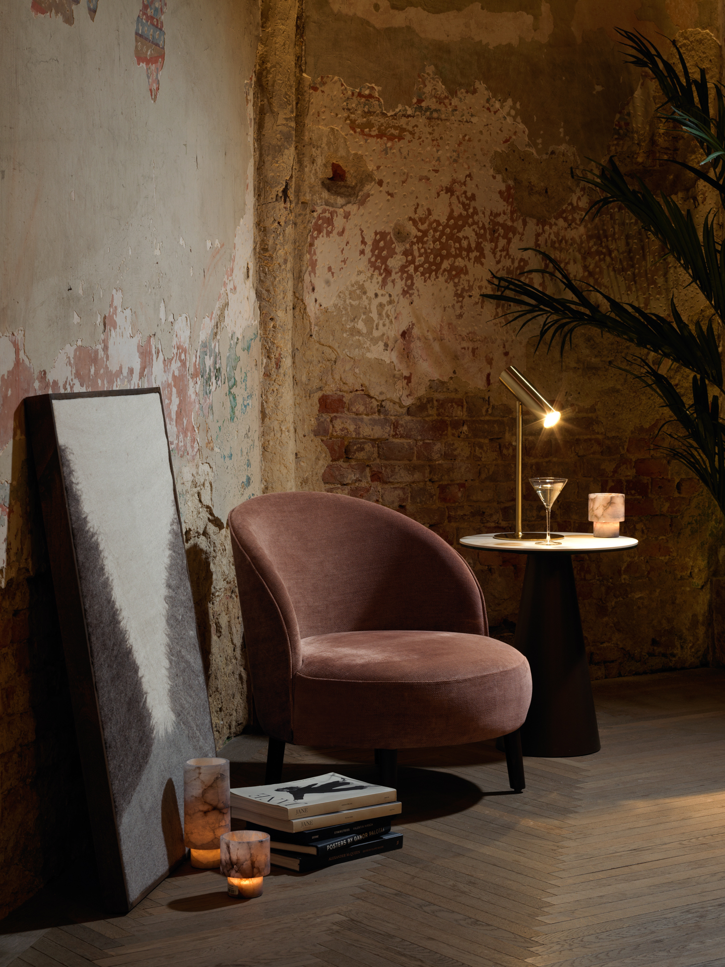 Curved Back Upholstered Lounge Chair | Dome Deco Bayron