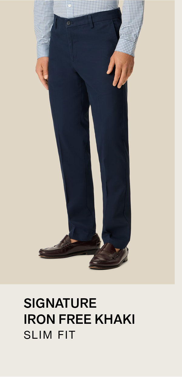 SIGNATURE IRON FREE KHAKI SLIM FIT
