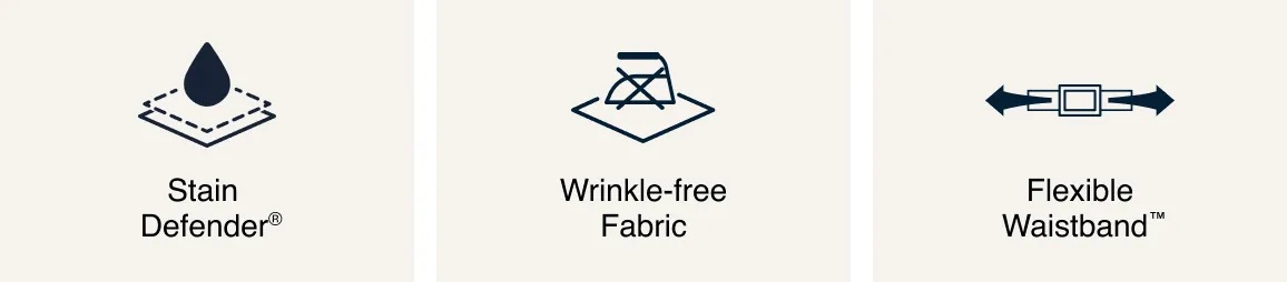 Stain Defender® Flexible Waistband Wrinkle-Free Fabric