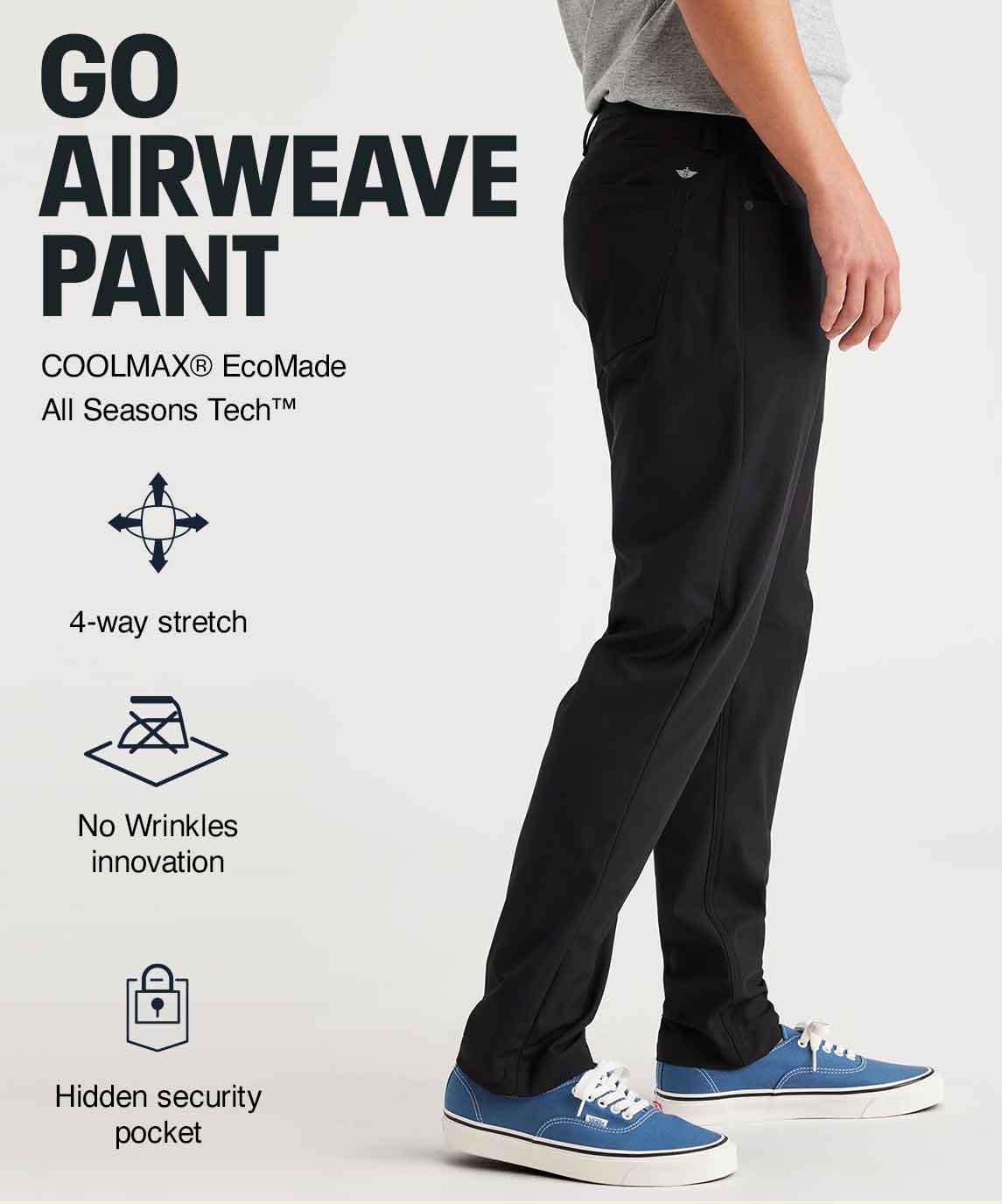 Go Airweave Pant COOLMAX® EcoMade All Seasons Tech™ 4-way stretch No Wrinkles innovation Reflective details 5-pocket styling