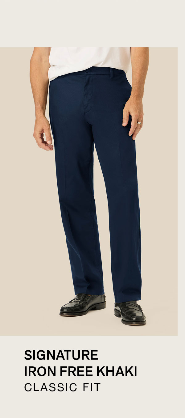 SIGNATURE IRON FREE KHAKI CLASSIC FIT