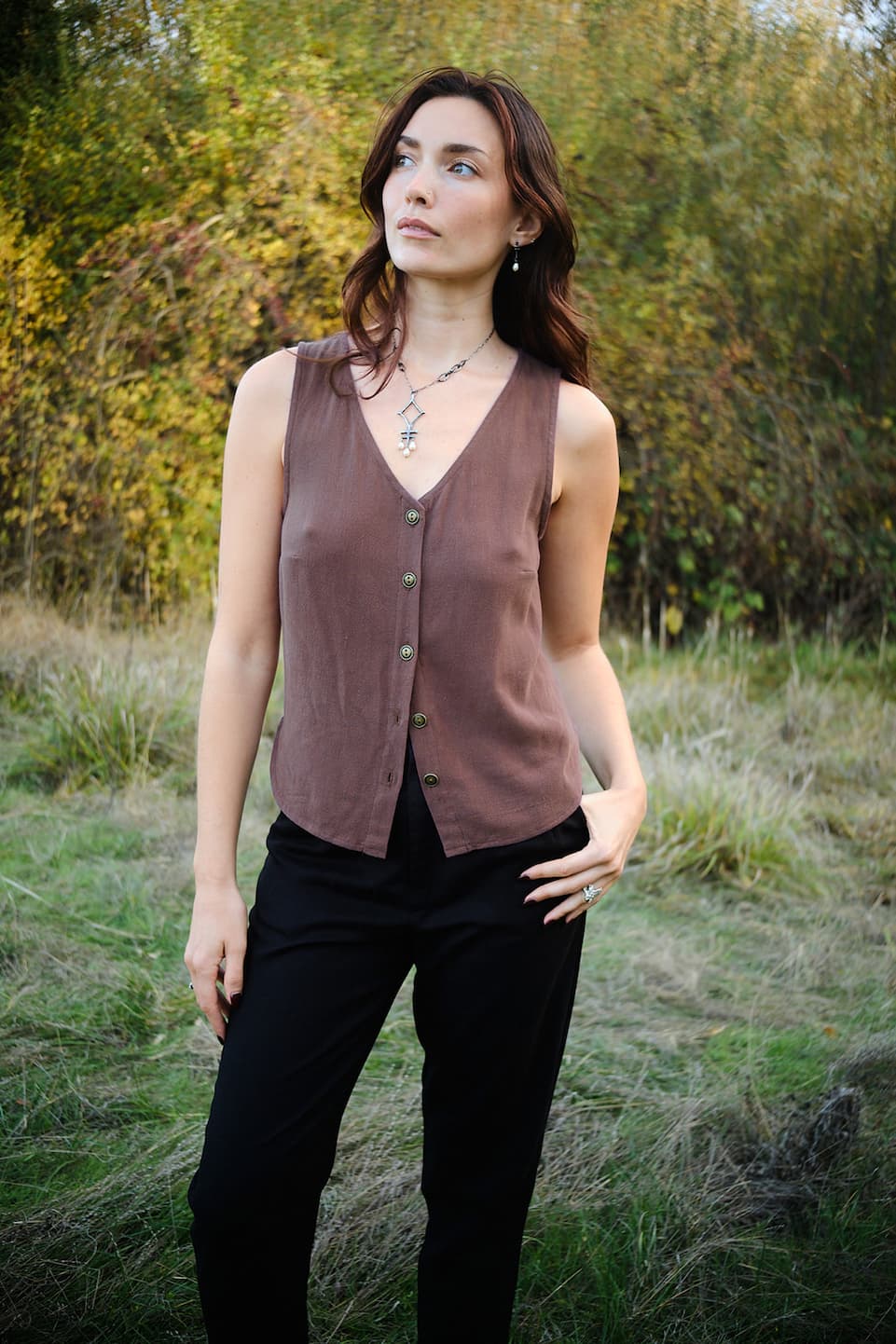 Aviva top in mauve brown