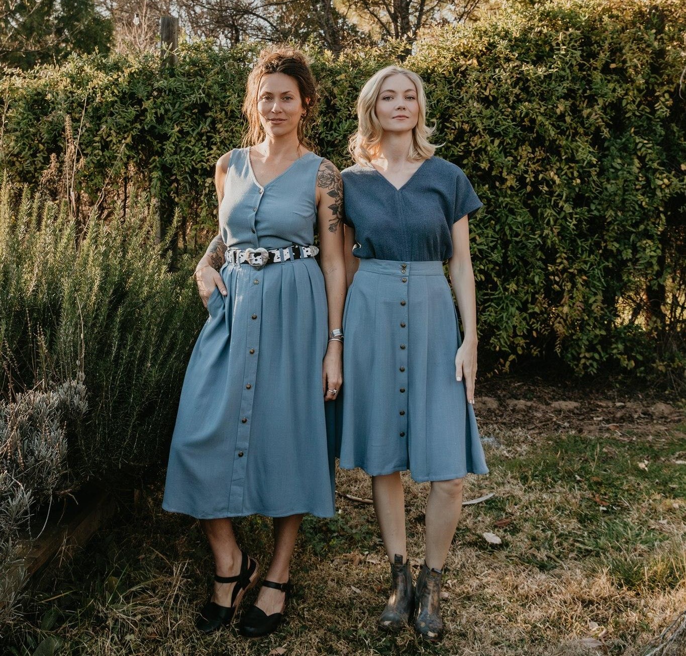 trices and bae skirt in dusty blue