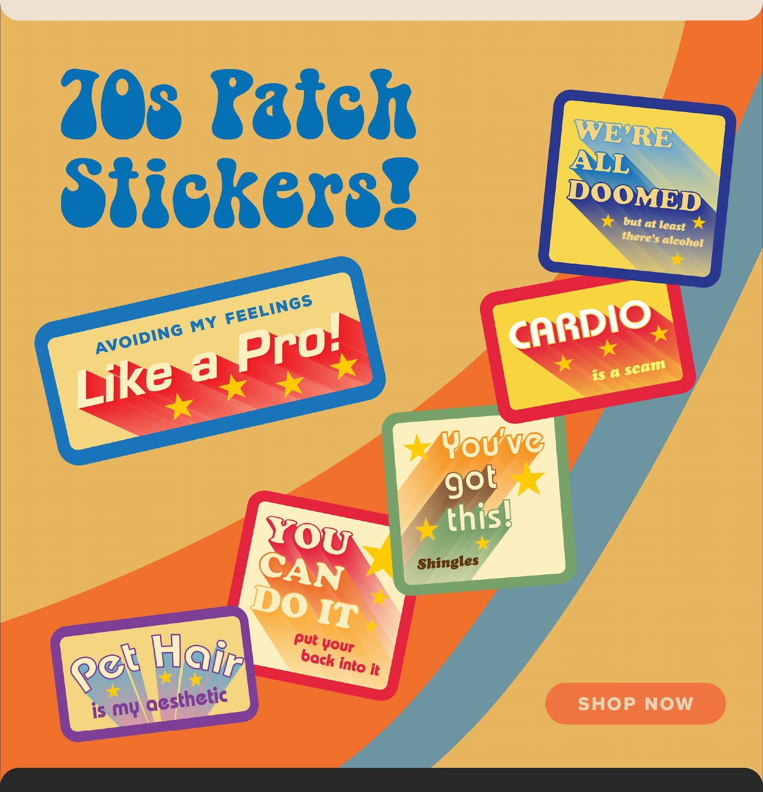 70s Patch Style Stickers!