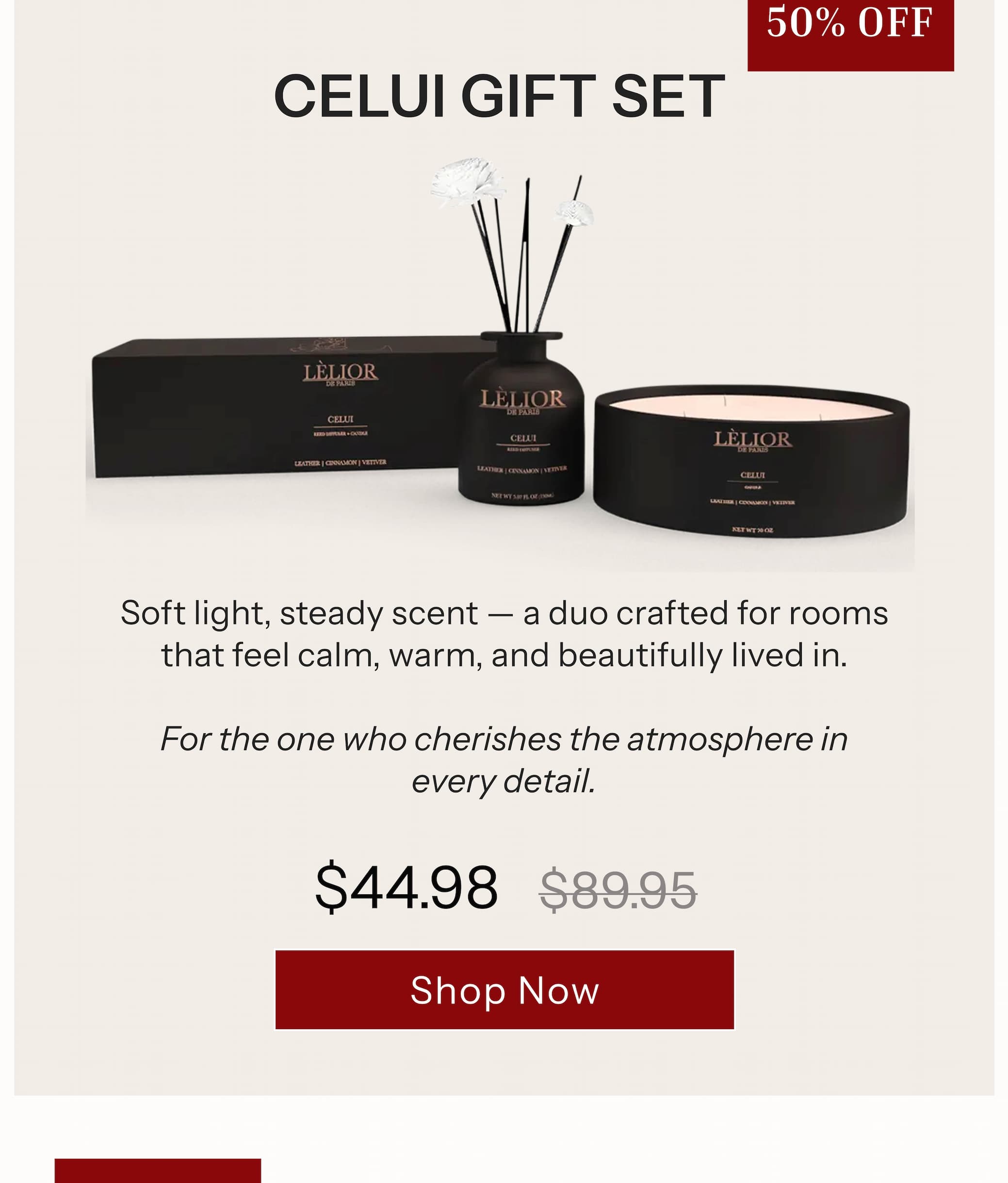 ✨ CELUI™ Gift Set Soft light, steady scent — a duo crafted for rooms that feel calm, warm, and beautifully lived in.  For the one who cherishes the atmosphere in every detail.