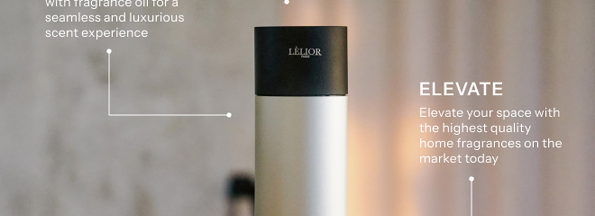 Scents up to 600 sq ft Sleek, compact, and portable Pairs with 100mL fragrance oil bottle Ideal for small spaces Battery operated Wireless technology No residue, no cleaning Low noise Long lasting Adjustable fragrance intensities and timer modes Remote functionality Waterless nano-mist Auto shut-off feature Advanced cold air diffusion technology