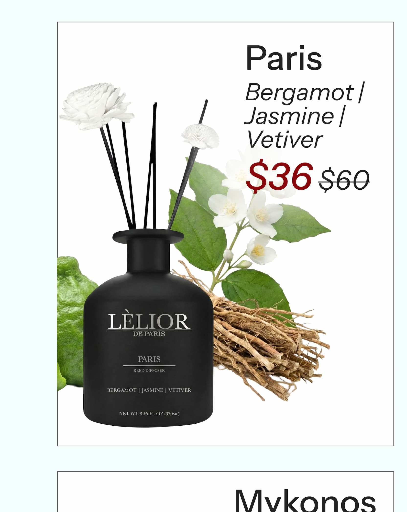 Paris Inspired by the City of Love  Bergamot | Jasmine | Vetiver