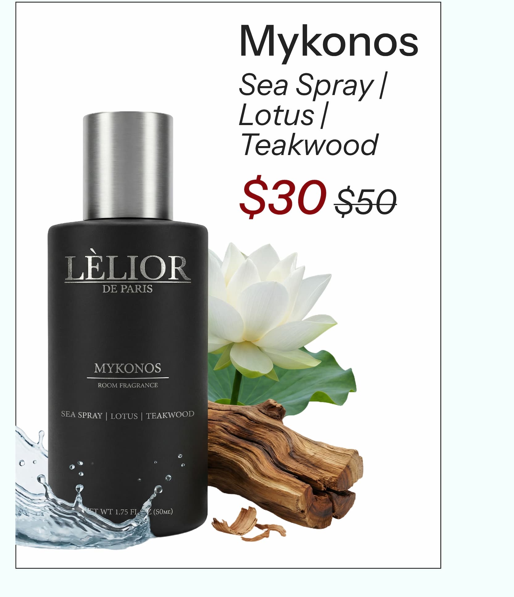 Mykonos Inspired by the Beachside  Sea Spray | Lotus | Teakwood