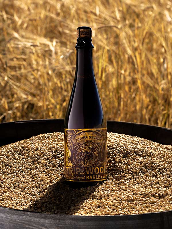 A bottle of Trip in the Woods Barrel-Aged Barleywine