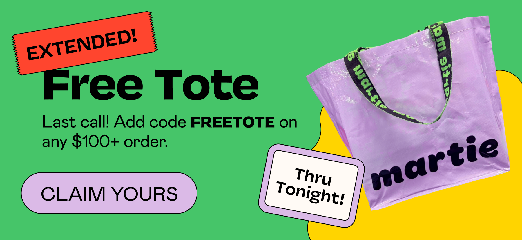 Last day for a free tote | CLAIM YOURS