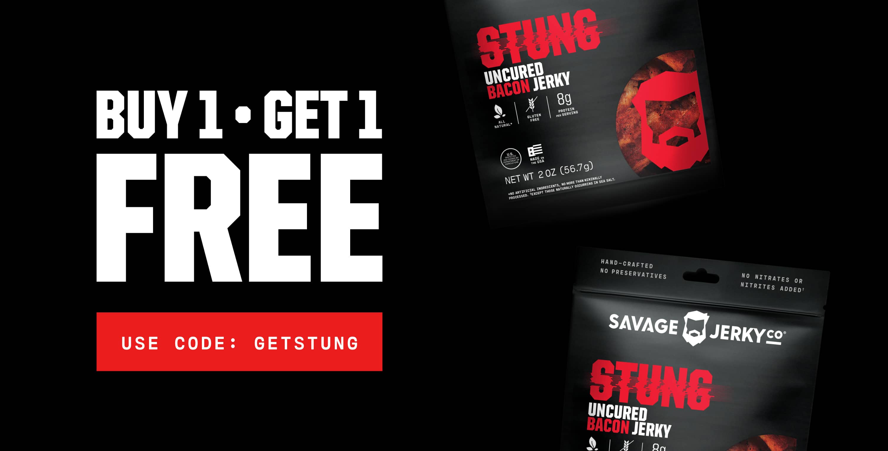 Natural Sriracha Bacon Jerky For Sale Online Savage Jerky Co.