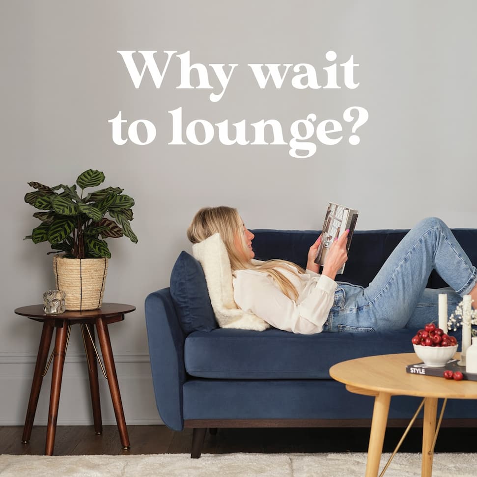 why wait to lounge blue sofa