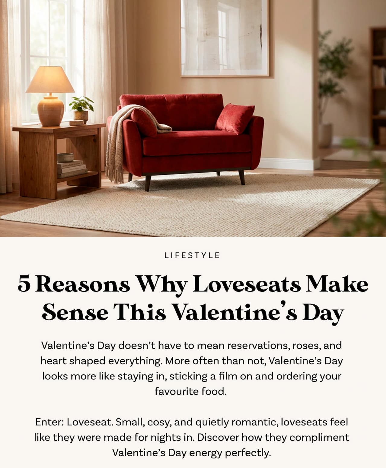 5 Reasons Why Loveseats Make Sense This Valentine's Day