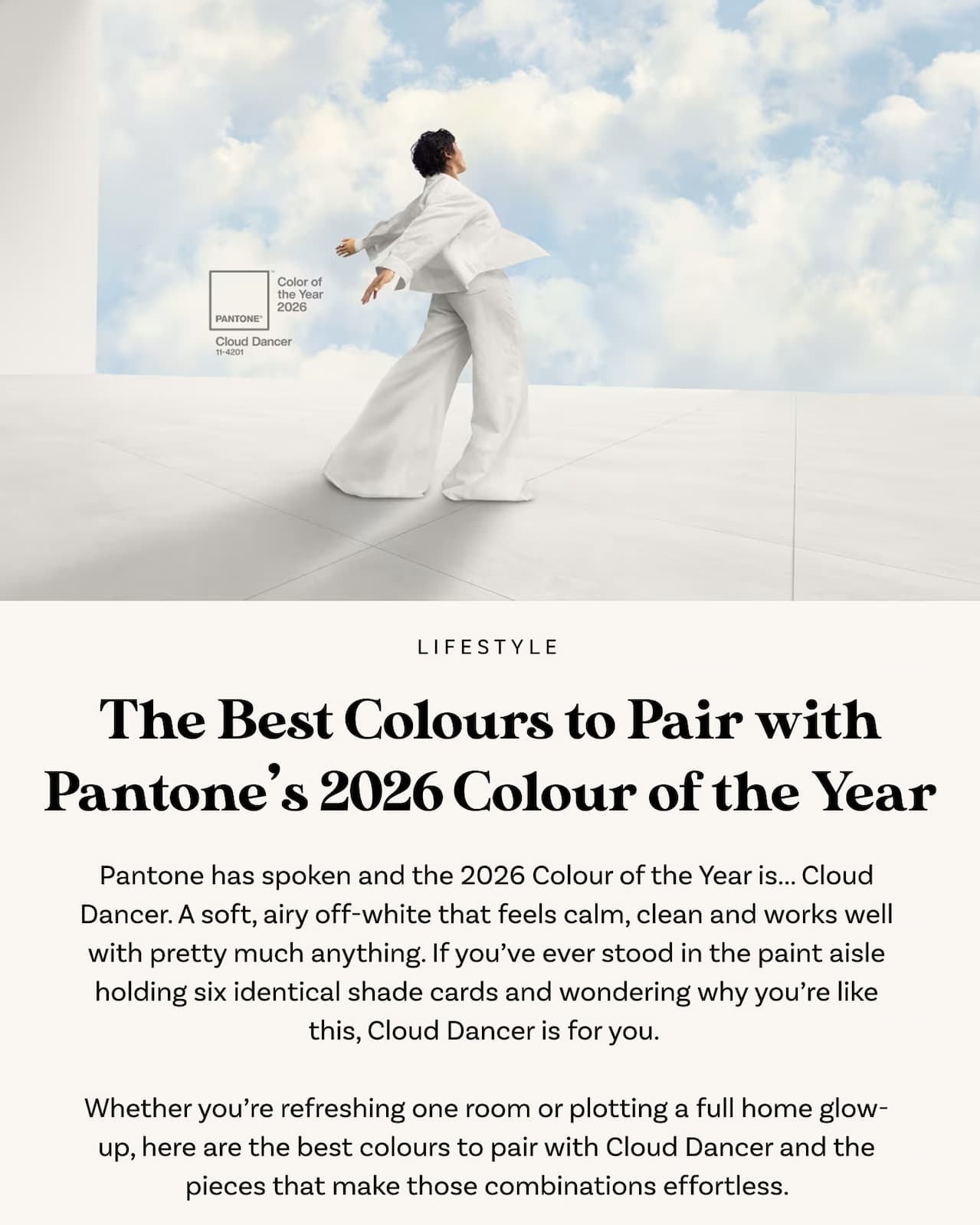 The Best Colours to Pair with Pantone's 2026 Colour of the Year: Cloud Dancer