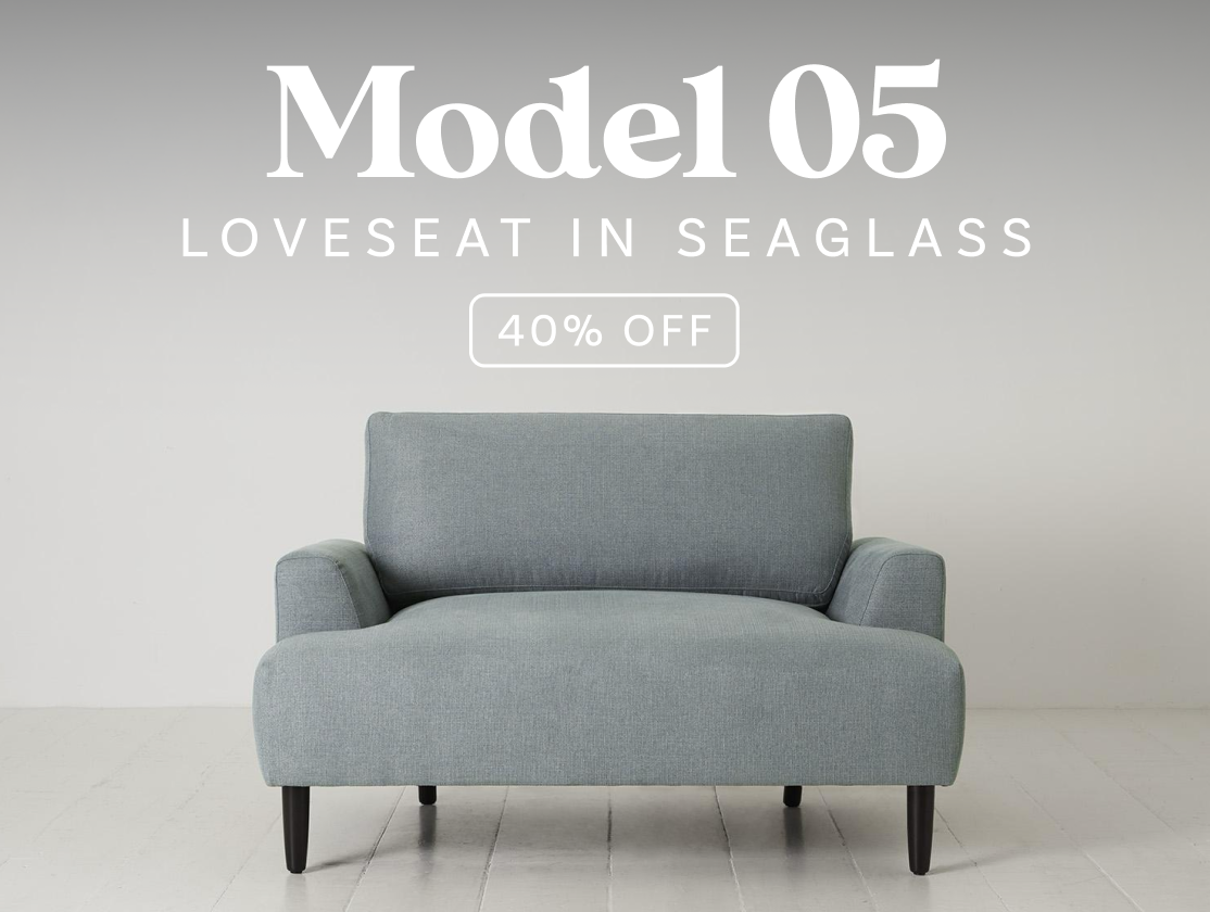 model 05 loveseat in seaglass