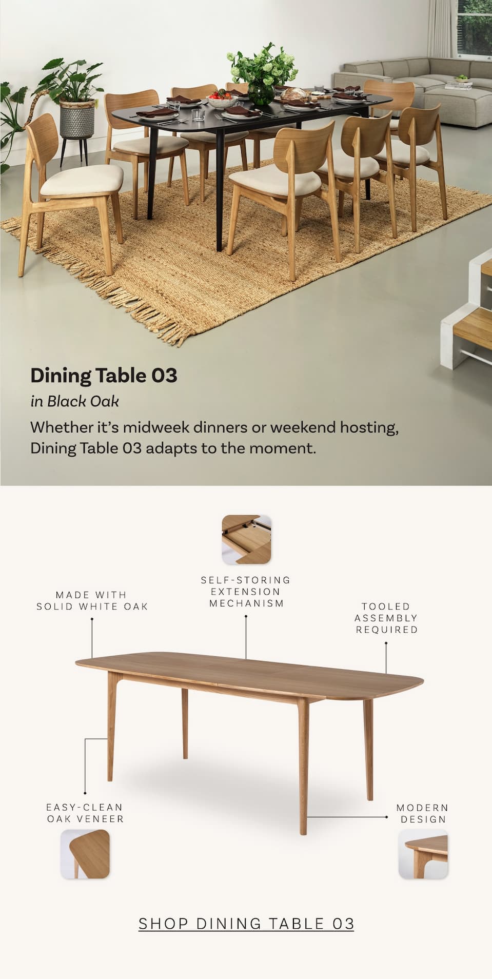 Dining Table 03 Black Oak