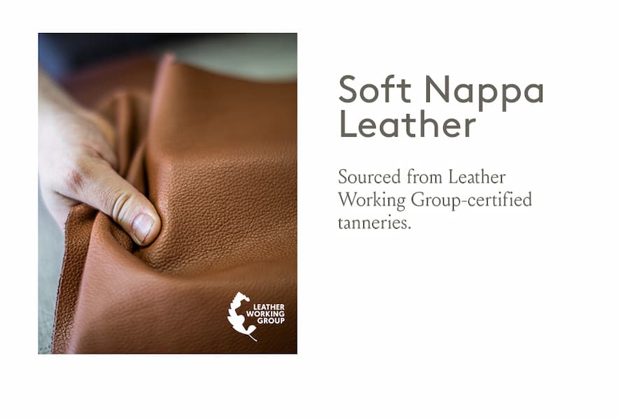 Soft Nappa Leather - Sourced from Leather Working Group-certified tanneries.