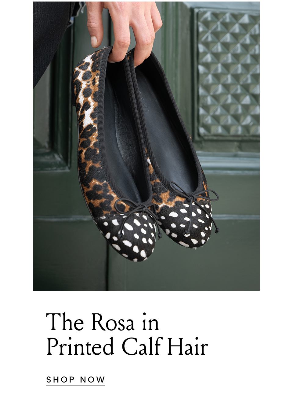The Rosa in Printed Calf Hair < Shop Now > 