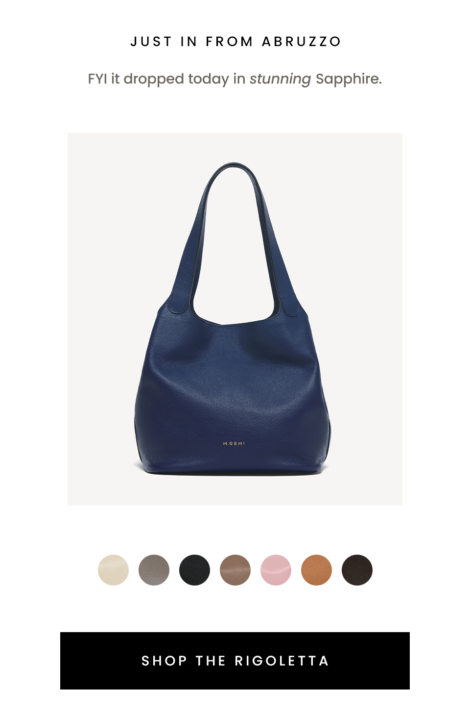 Just In From Abruzzo, FYI it dropped today in stunning Sapphire. < Shop The Rigoletta > 