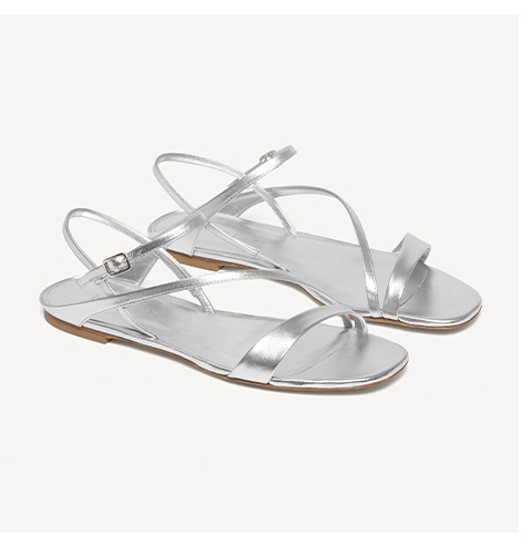 The Corinna Flat - Silver Metallic Nappa