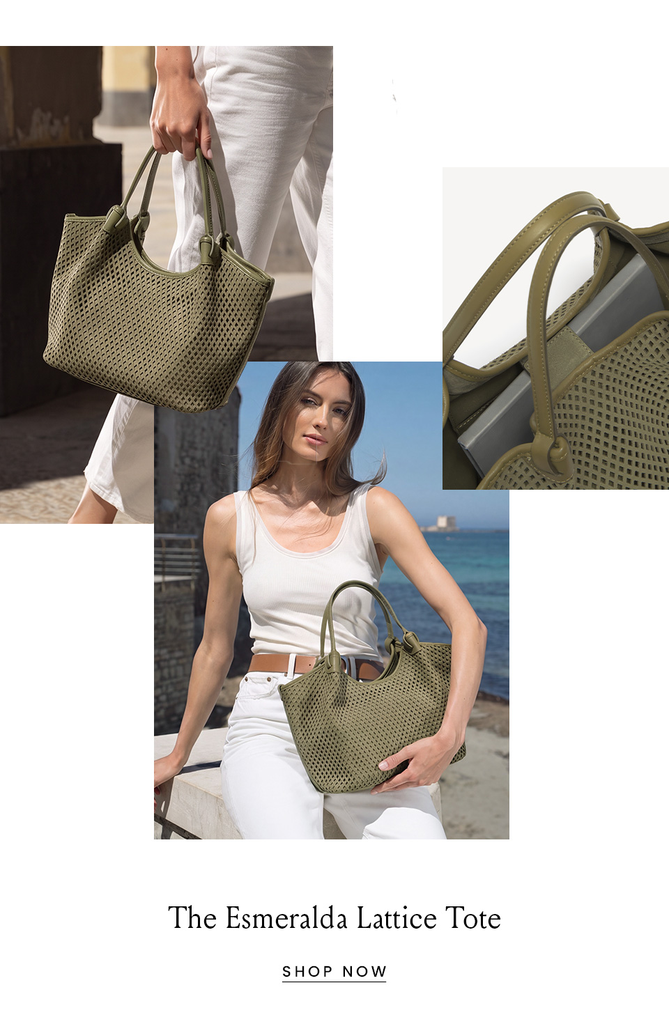 The Esmeralda Lattice Tote < Shop Now >