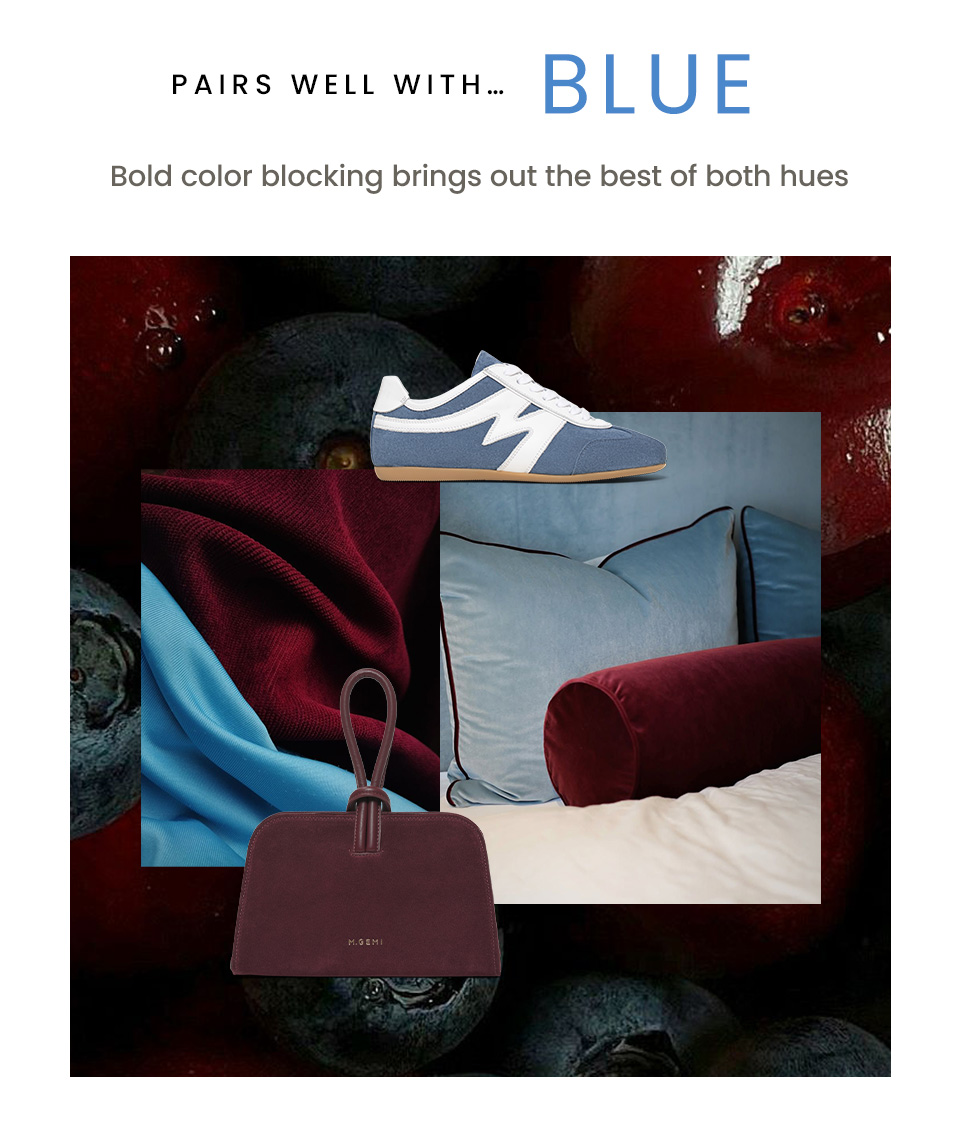 Pairs well with… Blue - Bold color blocking brings out the best of both hues 