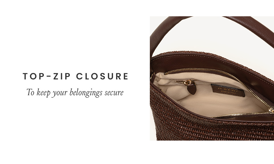 Top-Zip Closure. To keep your belongings secure.