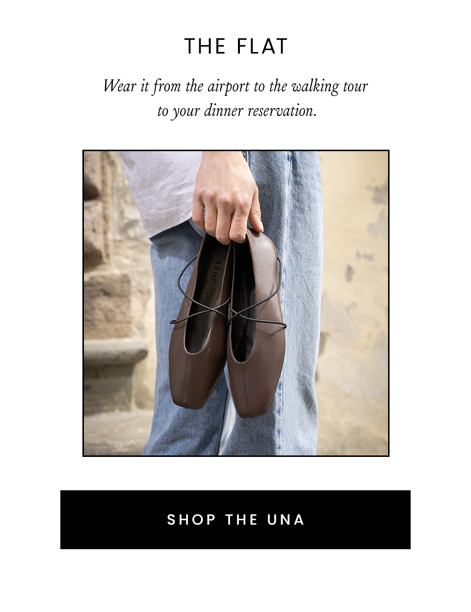The Flat, Wear it from the airport to the walking tour to your dinner reservation. < Shop The Una > 
