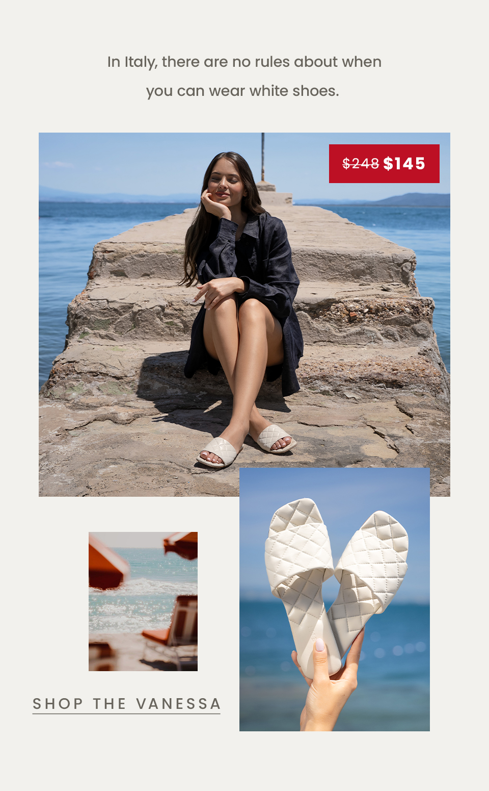 In Italy, there are no rules about when you can wear white shoes.  < Shop The Vanessa > 