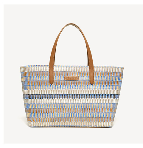 The Raffaella Tote - Multi Blue Raffia