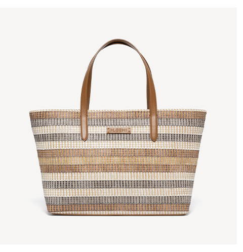 The Raffaella Tote - Multi Tan Raffia