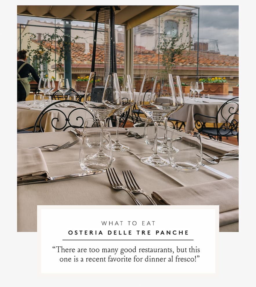 What to Eat Osteria delle Tre Panche | “There are too many good restaurants, but this one is a recent favorite for dinner al fresco!”  