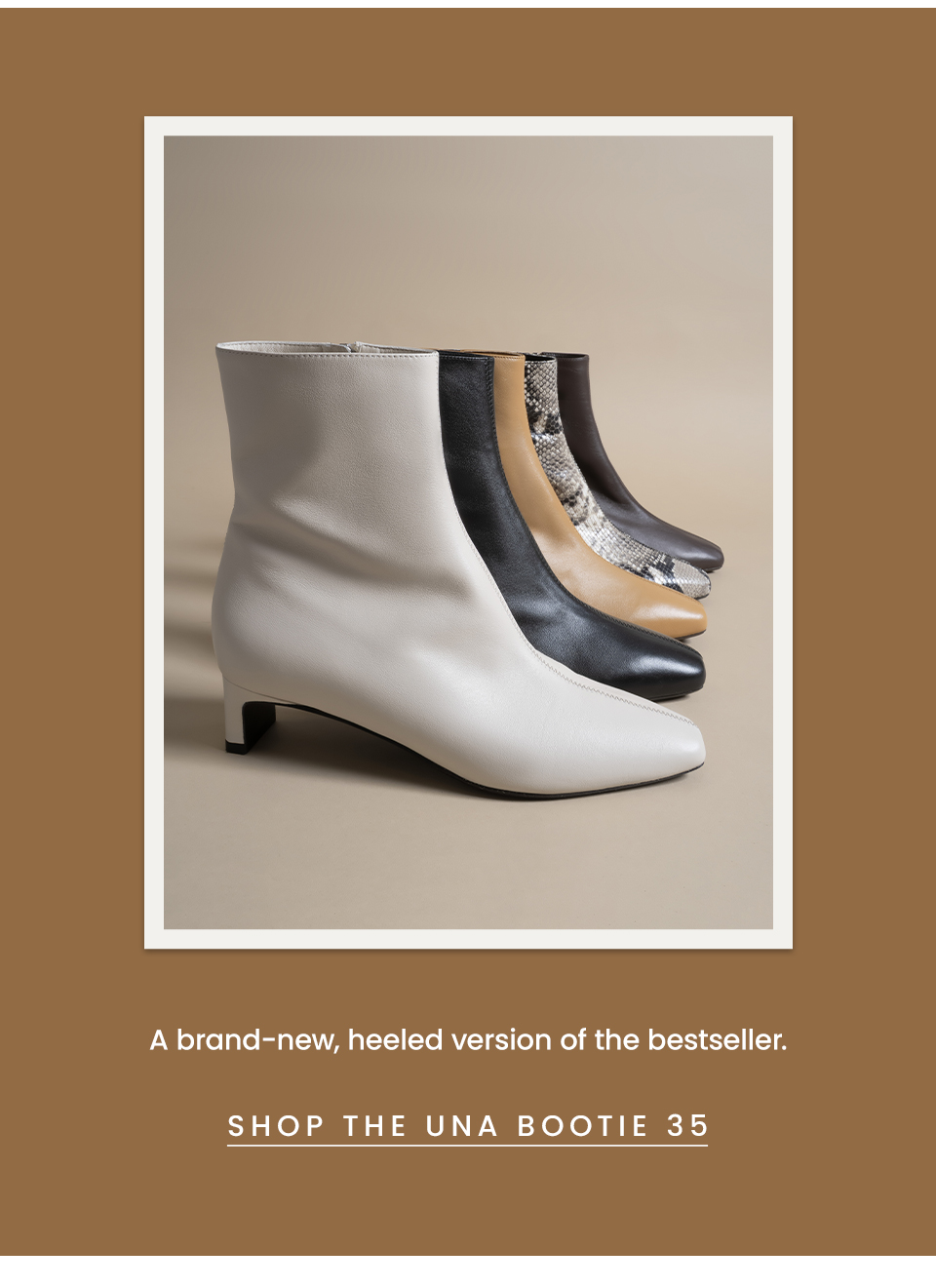 A brand-new, heeled version of the bestseller. < Shop The Una Bootie 35 > 