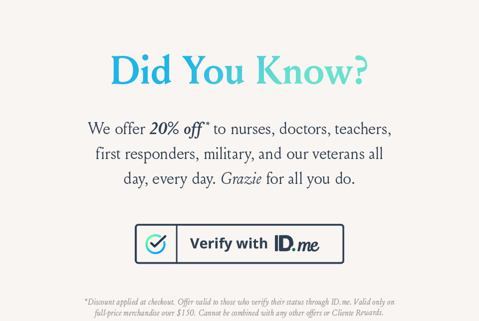 We offer a 20% discount* to teachers, nurses, doctors, first responders, military, and our veterans.