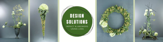 Logo and collage of designs from Design solutions using Carnations and Kalanchoe