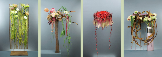 A collage of floral designs by Mark Pampling