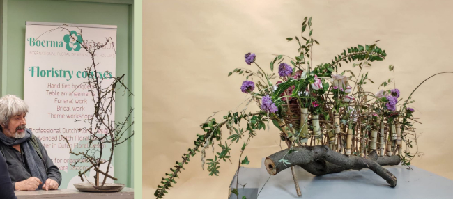 Gregor Lersch and one of his sustainale floral designs.
