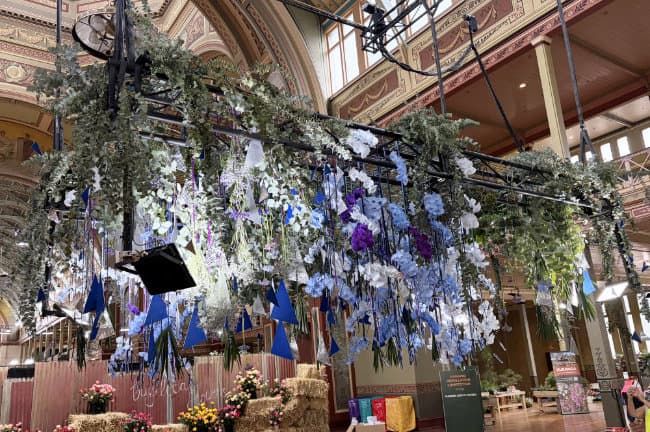 Hanging Installation by Marion Benz at 2026 Melbourne Flower Show.