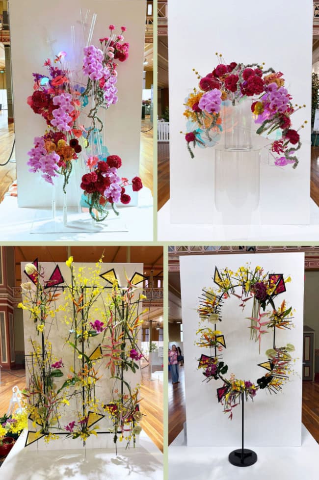 Kaleidoscope Floral Design Competition entries at the 2026 Melbourne Flower Show.