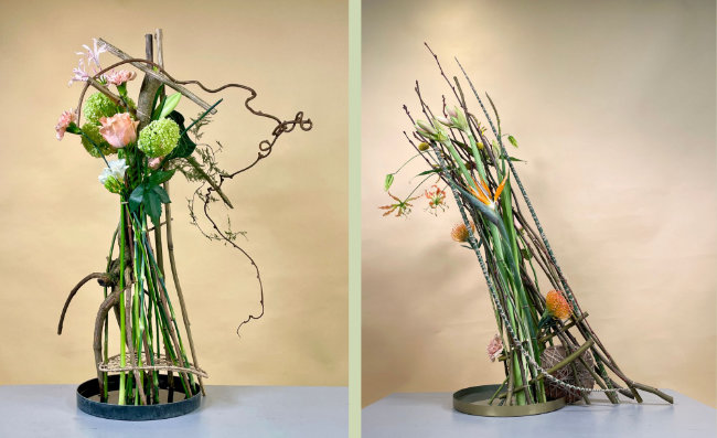 A hand tied bouquet and a hand tied design - by Mark Pampling