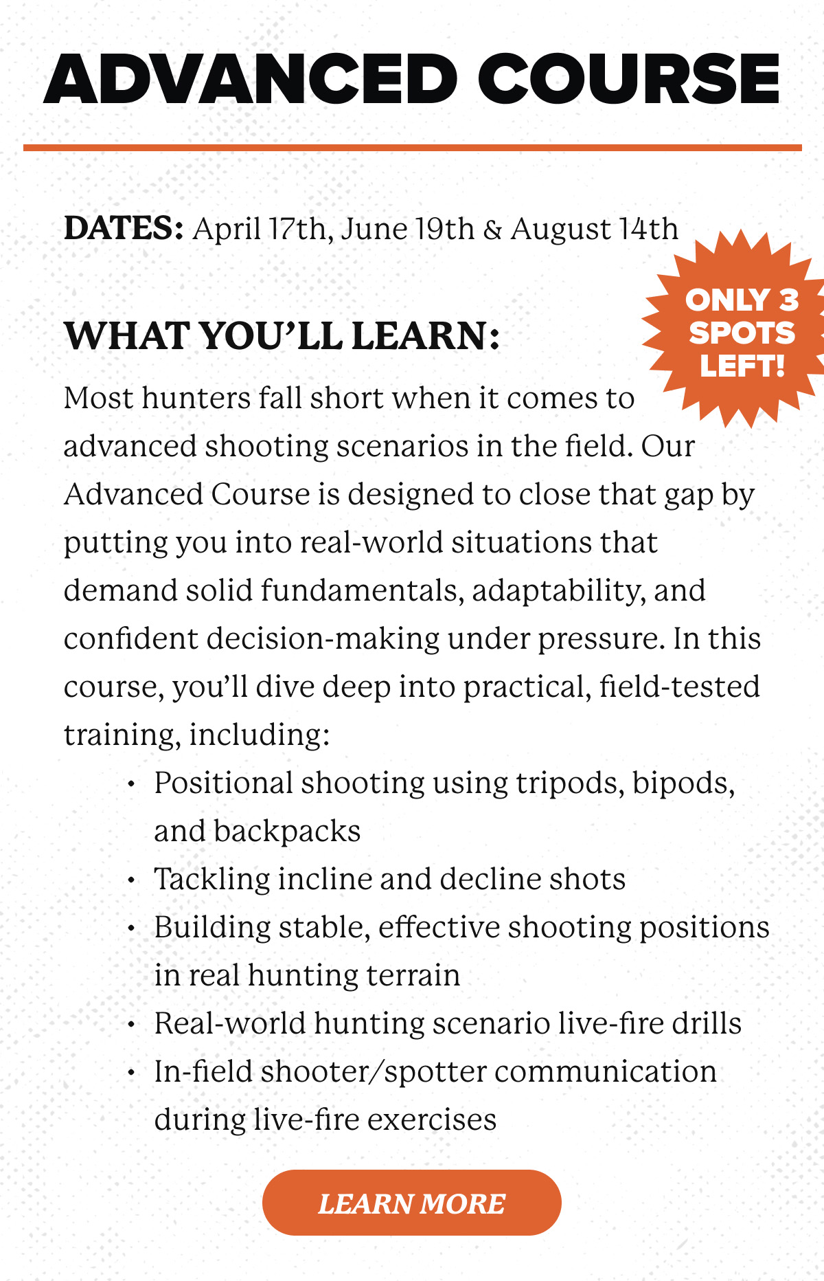 Learn More About the Advanced Course