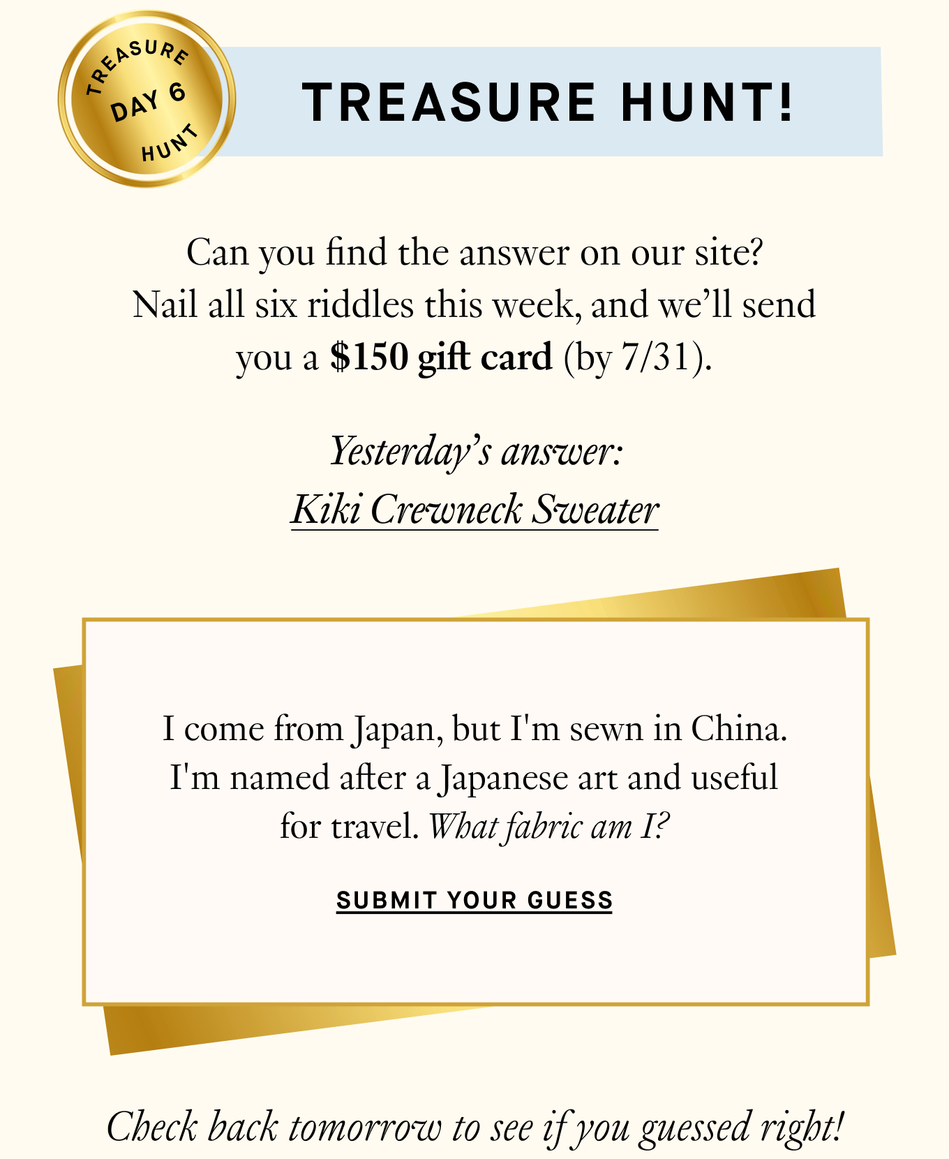 Treasure Hunt Day 5