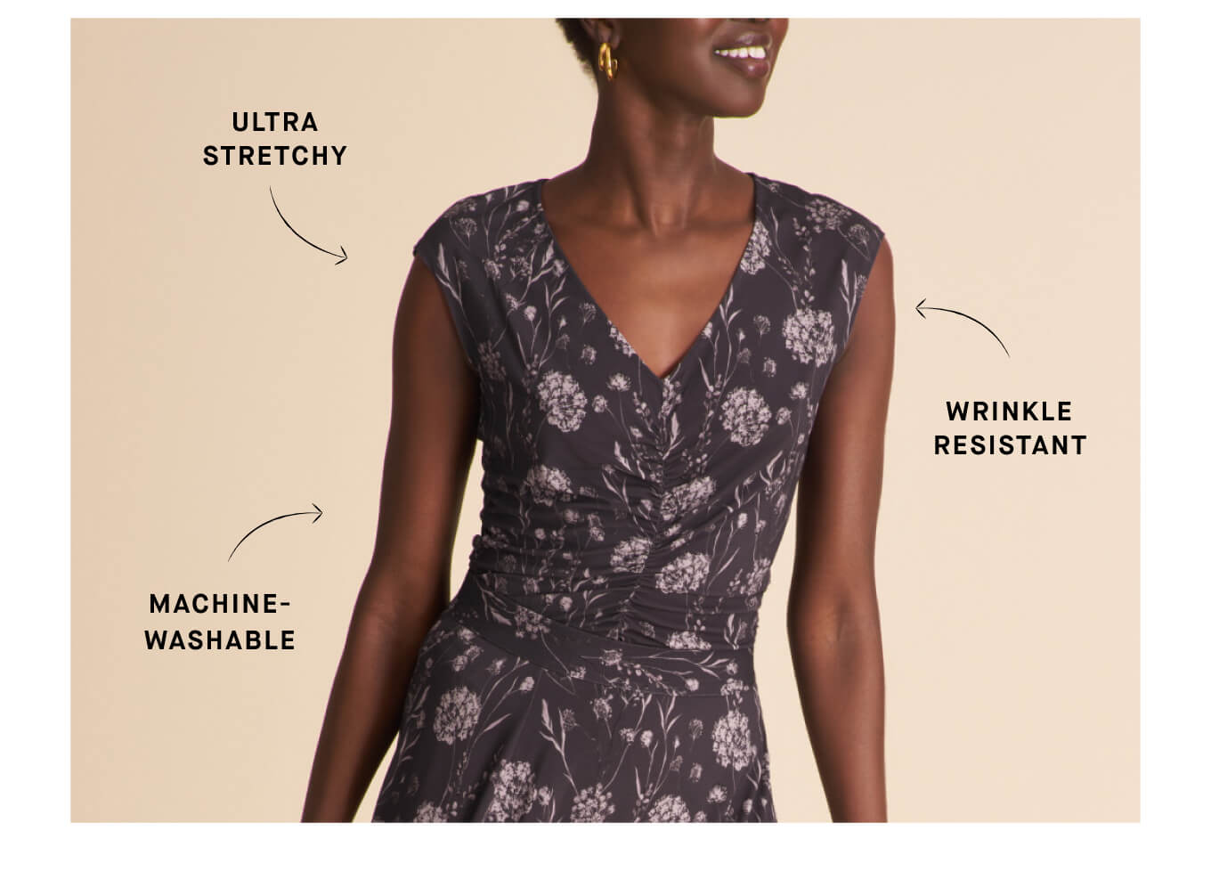 Ultra stretchy, machine-washable, wrinkle resistant