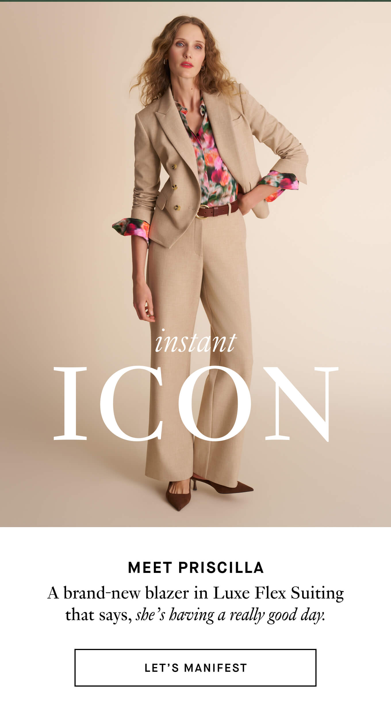 Meet Priscilla | A brand-new blazer in Lune Flex Suiting that says, she's having a really good day. 