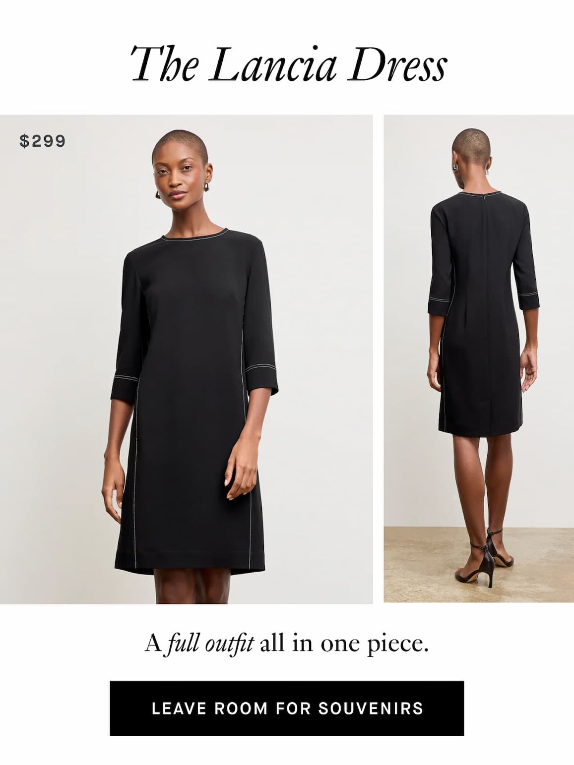 The Lancia Travel Dress - Everyday Crepe with Topstitch