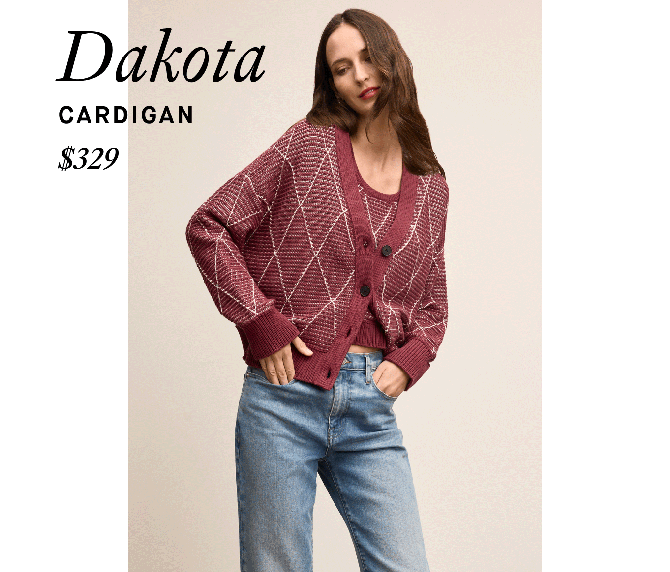 The Dakota Easy Luxury Cardigan - Argyle Knit