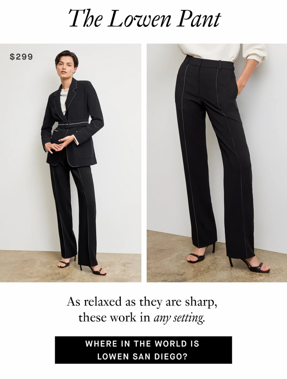 The Lowen Jetset Pant - Everyday Crepe with Topstitch