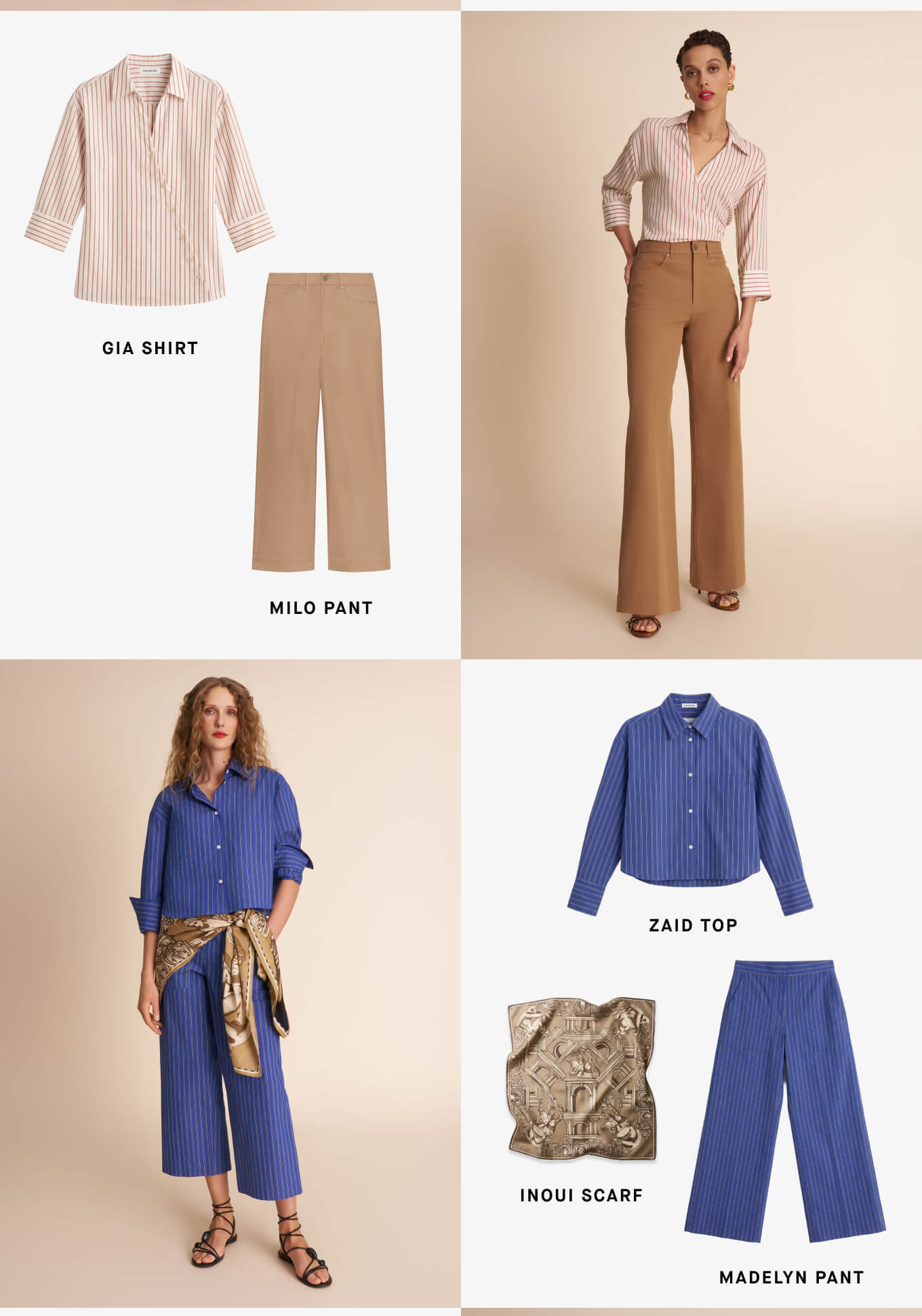 Gia shirt, Milo pants