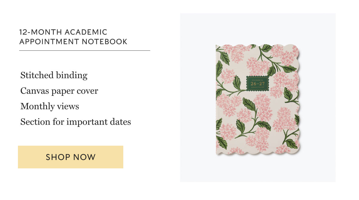12-Month Academic&nbsp; Appointment Notebook Stitched binding Canvas paper cover Monthly views Section for important dates  Shop now