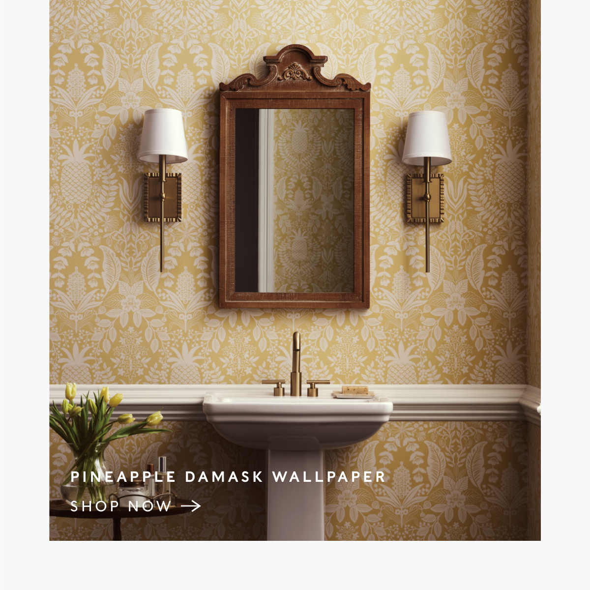 Shop Pineapple Damask Wallpaper